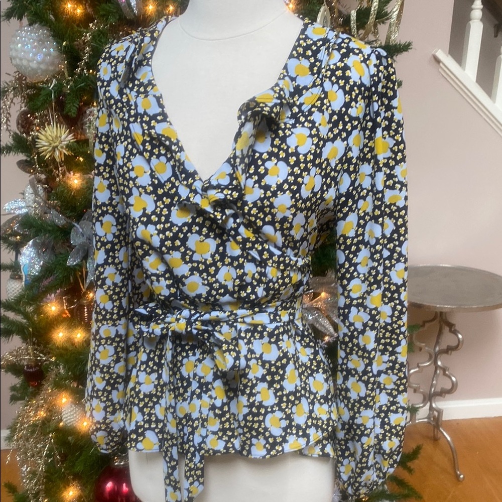 Karen Millen Flower Print Wrap Blouse